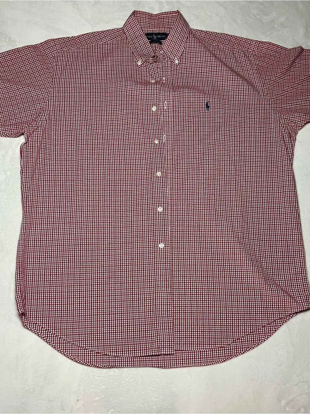 Ralph Lauren Red and White Gingham Button-Down Shirt